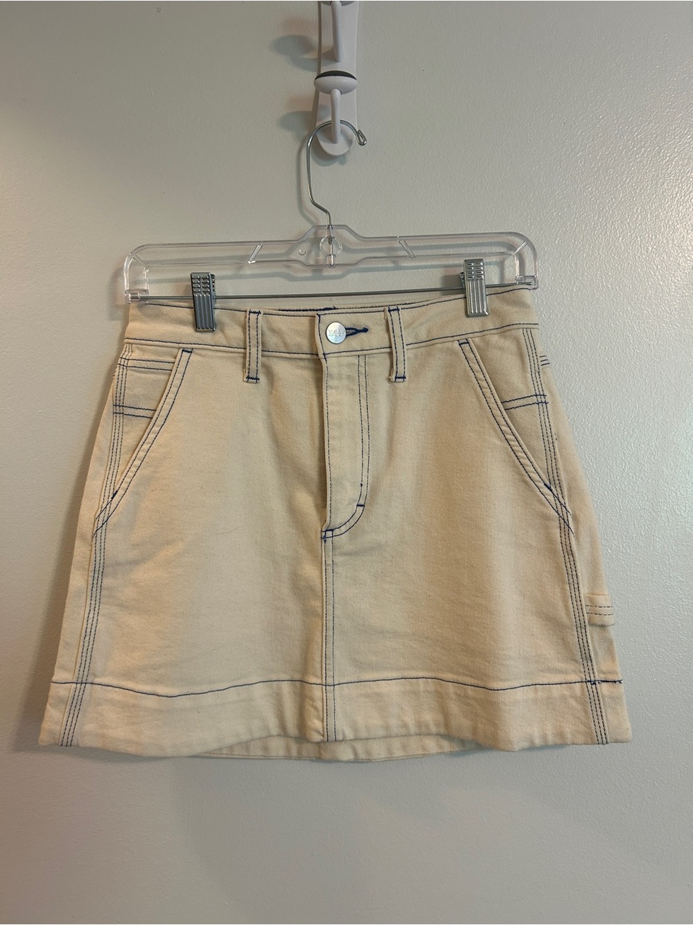 Cream Denim Lee Mini Skirt